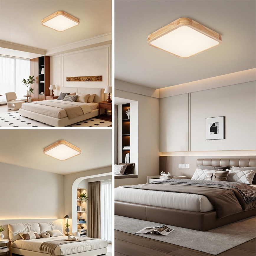 BRILAGI - LED prigušiva stropna lampa WOODLINE SQUARE LED/48W/230V 3000-6000K hrast 40x40 cm + daljinski upravljač