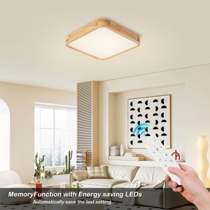 BRILAGI - LED prigušiva stropna lampa WOODLINE SQUARE LED/48W/230V 3000-6000K hrast 40x40 cm + daljinski upravljač