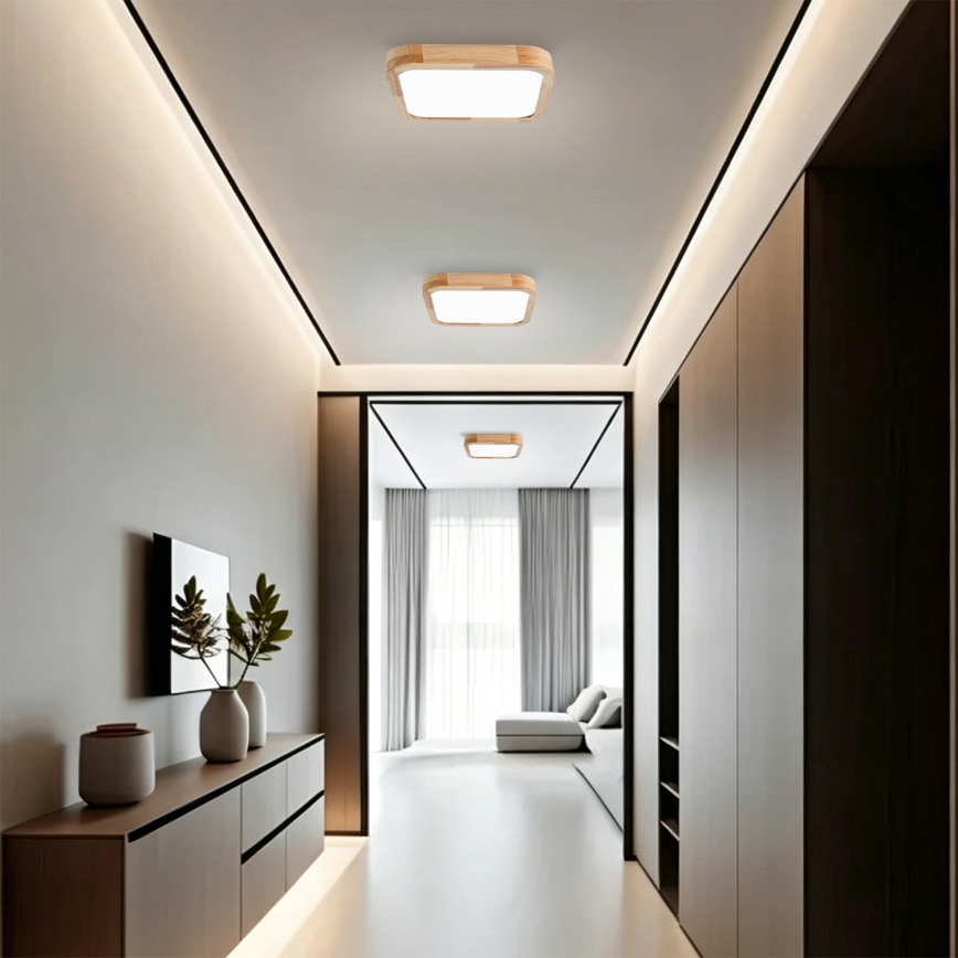 BRILAGI - LED prigušiva stropna lampa WOODLINE SQUARE LED/48W/230V 3000-6000K hrast 40x40 cm + daljinski upravljač