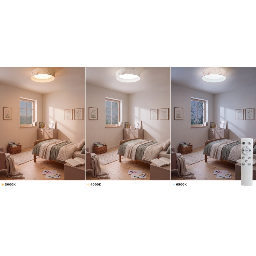 BRILAGI - LED (prigušiva) stropno svetlo VELVET SMART VARI LED/24W/230V 3000-6500K prečnik 45 cm belo/cvetni dezen + daljinski upravljač