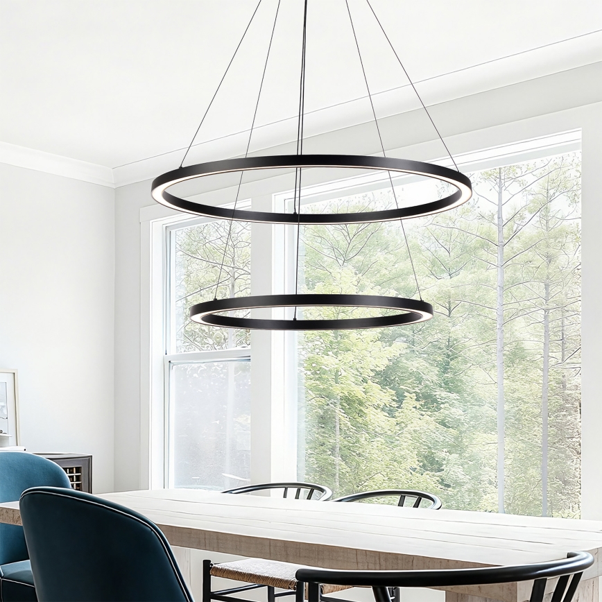 Brilagi - LED prigušiva luster na sajli PORTOFINO LED/98W/230V 3000-6000K prečnik 80 cm crna + daljinski upravljač