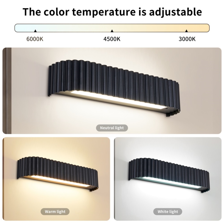 BRILAGI - LED prigušiva zidna svetiljka FALCON MODERN LED/14W/230V 3000-6000K 40 cm crna + daljinski upravljač