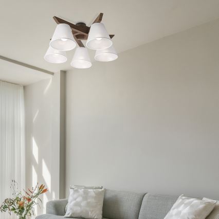 BRILAGI - LED Prislonjen luster ANTHONY 5xE14/40W/230V hrast orah/bela