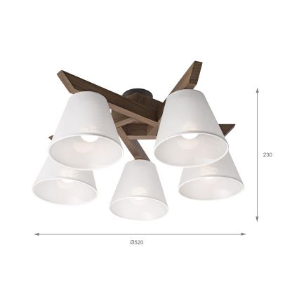 BRILAGI - LED Prislonjen luster ANTHONY 5xE14/40W/230V hrast orah/bela