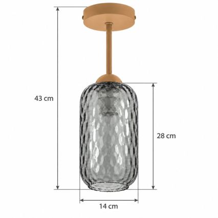 BRILAGI - LED Plafonski luster RETRO GLASS 1xE27/60W/230V prečnik 14 cm bež/dimno siva