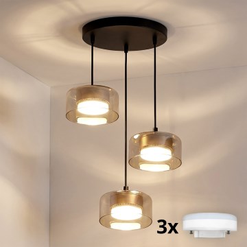 BRILAGI - LED RGB+CCT prigušiva luster na sajli AURA LUX 3xGX53/14W/230V 2700-6500K Wi-Fi Tuya crna/zlatna