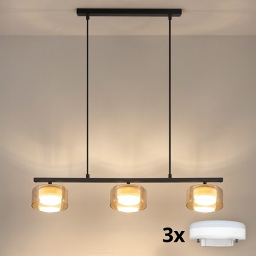BRILAGI - LED RGB+CCT prigušiva luster na sajli AURA LUX 3xGX53/14W/230V 2700-6500K Wi-Fi Tuya crna/zlatna