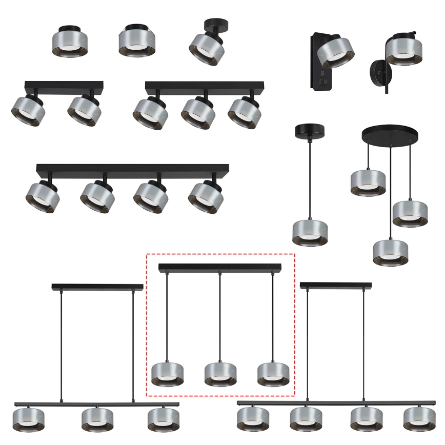 BRILAGI - LED RGB+CCT prigušiva luster na sajli AURA LUX 3xGX53/14W/230V 2700-6500K Wi-Fi Tuya crna/dimljena