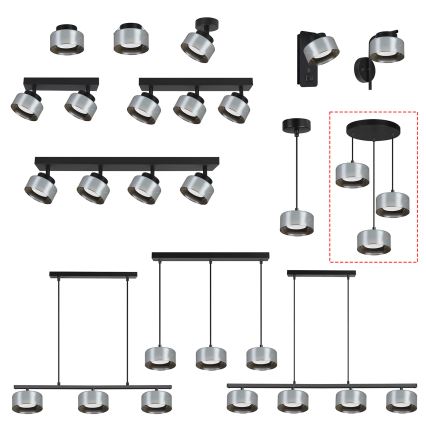 BRILAGI - LED RGB+CCT prigušiva luster na sajli AURA LUX 3xGX53/14W/230V 2700-6500K Wi-Fi Tuya crna/zadimljena