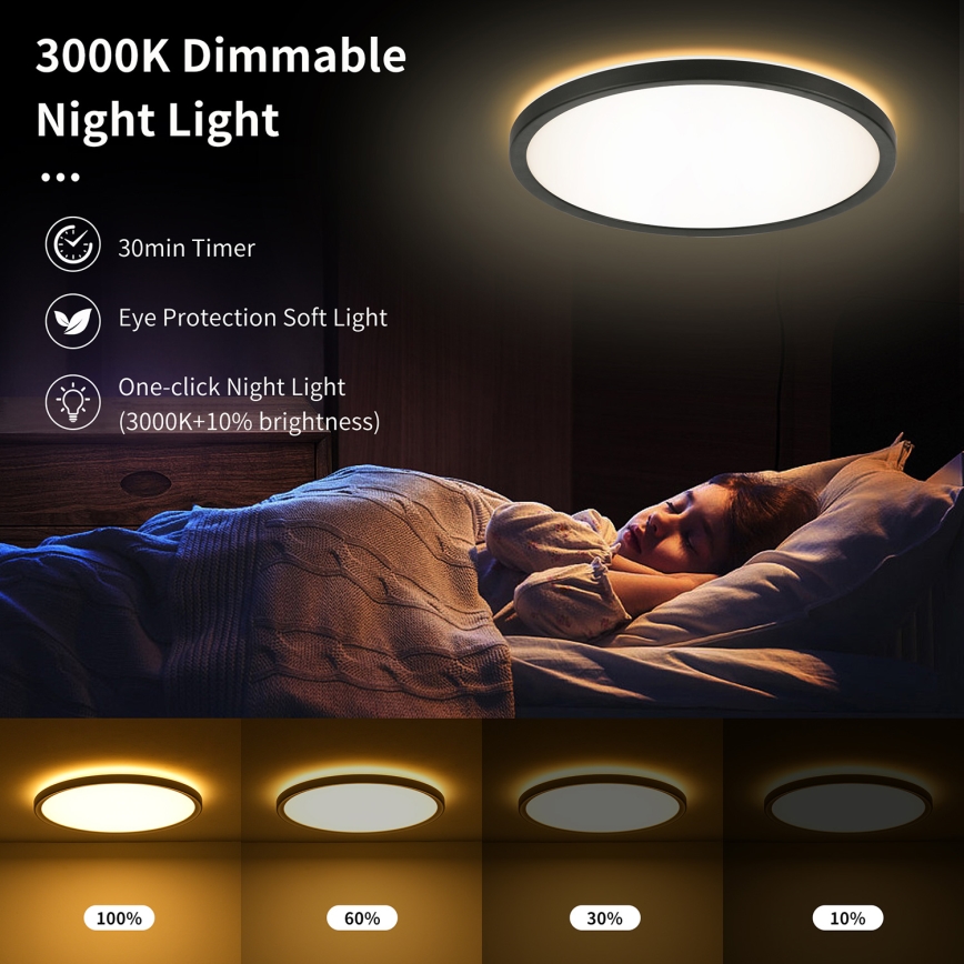 Brilagi - LED RGBW prigušiva plafonska svetiljka ULTRA SLIM LED/18W/230V 2700-6500K prečnik 30 cm crna + daljinski upravljač