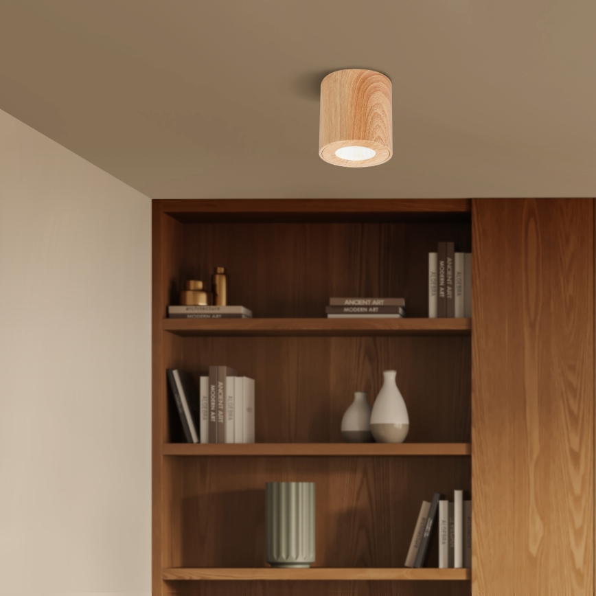 Brilagi - LED RGBW prigušiva kupatilsko svetlo MIA 1xGU10/4,8W/230V 3000K 84x80 mm dekor hrasta IP44 + daljinski upravljač
