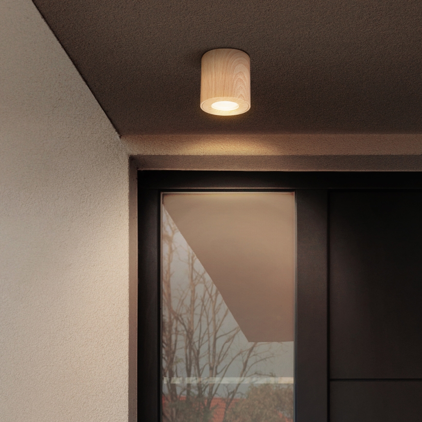 Brilagi - LED RGBW prigušiva kupatilsko svetlo MIA 1xGU10/4,8W/230V 3000K 84x80 mm dekor hrasta IP44 + daljinski upravljač
