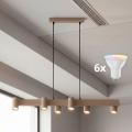 BRILAGI - LED RGBW luster na sajli SELE, sa funkcijom prigušiva, 6xGU10/6,5W/230V 2700-6500K, bež + daljinski upravljač
