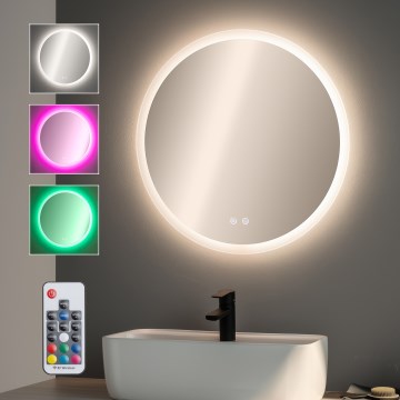 Brilagi - LED RGBW ogledalo za kupatilo sa grejanjem CLARA PRO LED/19W/230V prečnik 60 cm IP44 CRI 90 prigušiva + CCT + daljinski upravljač