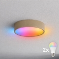 Brilagi - LED RGBW prigušiva kupatilska plafonska lampa CLARE 2xE27/9W/230V 2700-6500K prečnik 30 cm IP54 Wi-Fi bež