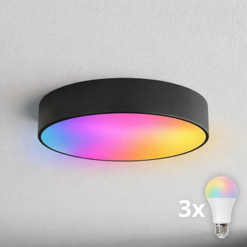 Brilagi - LED RGBW prigušiva kupatilsko plafonsko svetlo CLARE 3xE27/9W/230V 2700-6500K prečnik 40 cm IP54 Wi-Fi crna