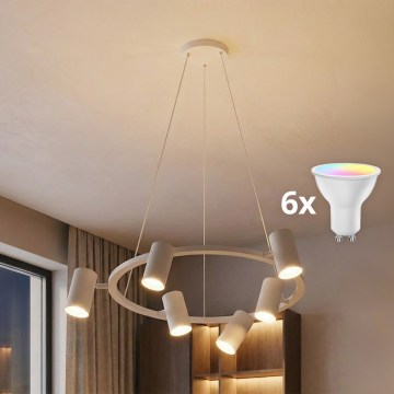 BRILAGI - LED RGBW prigušiva lampa na sajli SELE 6xGU10/6,5W/230V 2700-6500K bela + daljinski upravljač