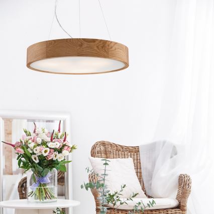 BRILAGI - LED RGBW prigušiva luster na sajli CARVALHO 3xE27/12W/230V 2700-6500K Wi‑Fi hrast, prečnik 47,5 cm