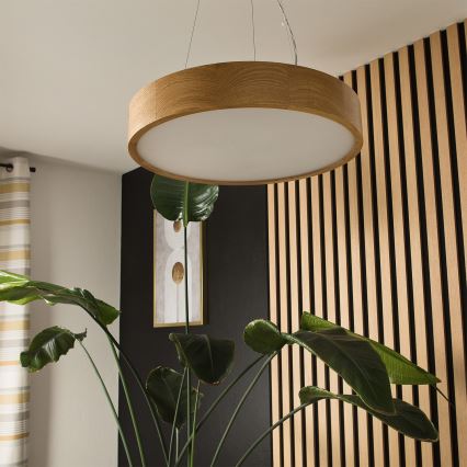 Brilagi - LED RGBW prigušiva luster na sajli CARVALHO 3xE27/15W/230V 2700-6500K Wi‑Fi hrast, prečnik 47,5 cm