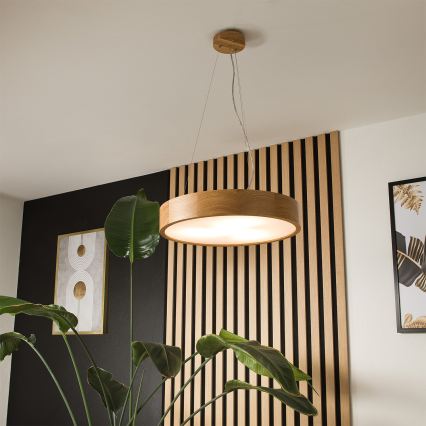 Brilagi - LED RGBW prigušiva luster na sajli CARVALHO 3xE27/15W/230V 2700-6500K Wi‑Fi hrast, prečnik 47,5 cm