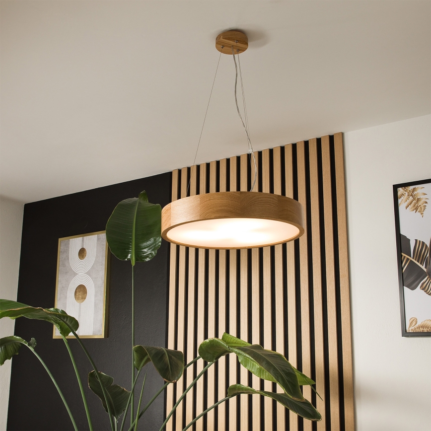 Brilagi - LED RGBW prigušiva luster na sajli CARVALHO 3xE27/15W/230V 2700-6500K Wi‑Fi hrast, prečnik 47,5 cm