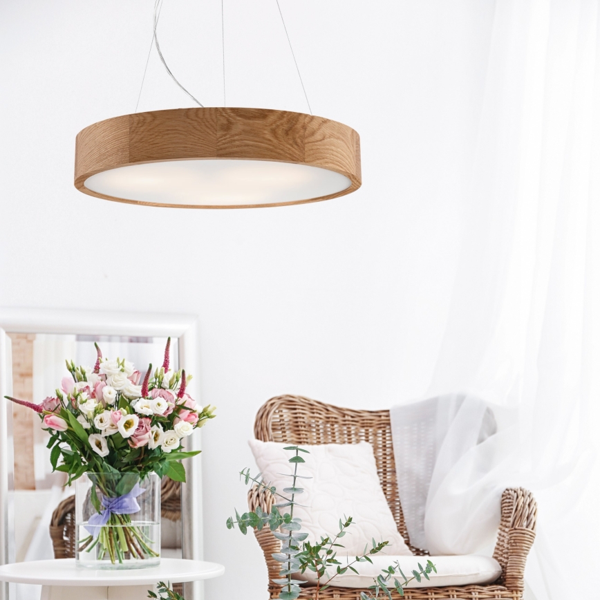 Brilagi - LED RGBW prigušiva luster na sajli CARVALHO 3xE27/15W/230V 2700-6500K Wi‑Fi hrast, prečnik 47,5 cm