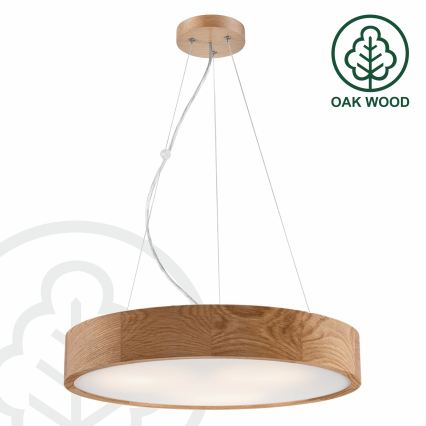 Brilagi - LED RGBW prigušiva luster na sajli CARVALHO 3xE27/15W/230V 2700-6500K Wi‑Fi hrast, prečnik 47,5 cm