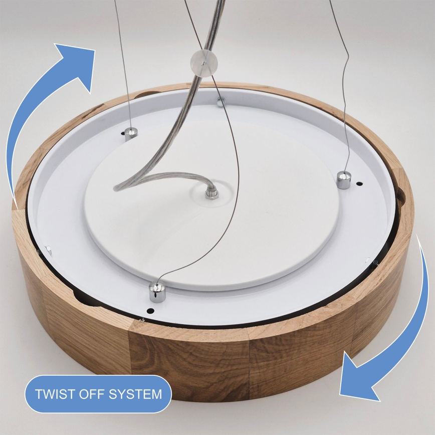 Brilagi - LED RGBW prigušiva luster na sajli CARVALHO 3xE27/15W/230V 2700-6500K Wi‑Fi hrast, prečnik 47,5 cm