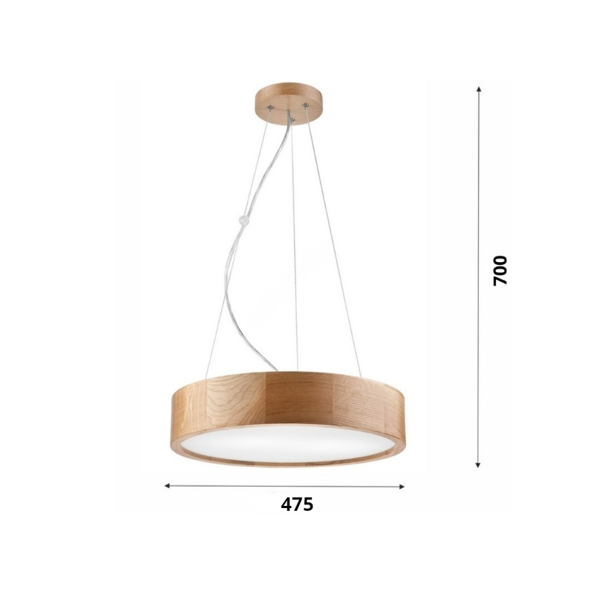 Brilagi - LED RGBW prigušiva luster na sajli CARVALHO 3xE27/15W/230V 2700-6500K Wi‑Fi hrast, prečnik 47,5 cm