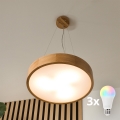 BRILAGI - LED RGBW prigušiva luster na sajli CARVALHO 3xE27/12W/230V 2700-6500K Wi‑Fi hrast, prečnik 47,5 cm