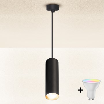 Brilagi - LED RGBW prigušiva luster na sajli SELE 1xGU10/4,8W/230V 3000K crna/zlatna + daljinski upravljač