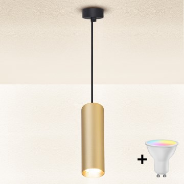 Brilagi - LED RGBW prigušiva luster na sajli SELE 1xGU10/4,8W/230V 3000K crna/zlatna + daljinski upravljač