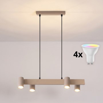 BRILAGI - LED RGBW prigušiva luster na sajli SELE 4xGU10/6,5W/230V 2700-6500K bež