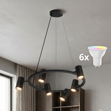 BRILAGI - LED RGBW prigušiva luster na sajli SELE 6xGU10/6,5W/230V 2700-6500K crna + daljinski upravljač