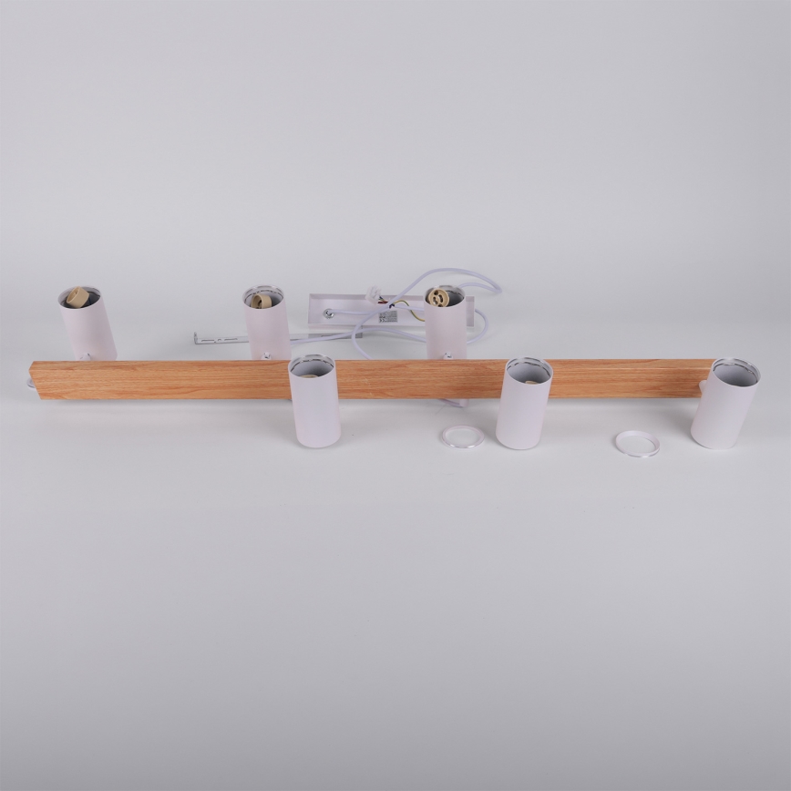BRILAGI - LED RGBW prigušiva lampa na sajli SELE 6xGU10/6,5W/230V 2700-6500K bela/dekor hrasta + daljinsko upravljanje