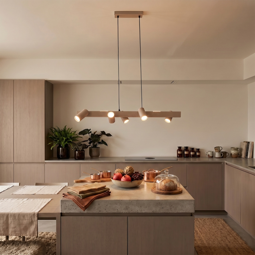 BRILAGI - LED RGBW luster na sajli SELE, sa funkcijom prigušiva, 6xGU10/6,5W/230V 2700-6500K, bež + daljinski upravljač