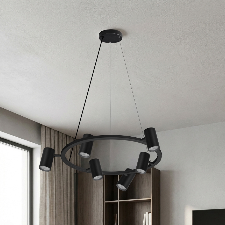 BRILAGI - LED RGBW prigušiva luster na sajli SELE 6xGU10/6,5W/230V 2700-6500K crna + daljinski upravljač