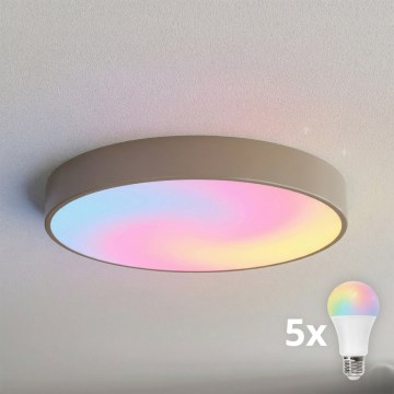 Brilagi - LED RGBW prigušiva plafonska lampa CLARE 5xE27/9W/230V 2700-6500K prečnik 60 cm Wi-Fi bež