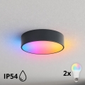 BRILAGI - LED RGBW prigušiva plafonska lampa za kupatilo CLARE 2xE27/12W/230V prečnika 30 cm antracit IP54