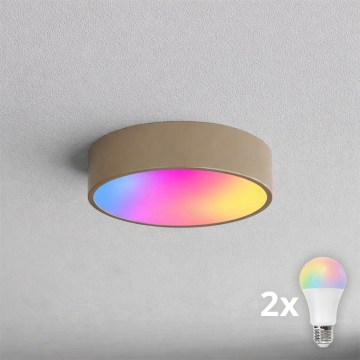 Brilagi - LED RGBW prigušiva plafonska svetiljka CLARE 2xE27/9W/230V 2700-6500K prečnik 30 cm Wi-Fi bež