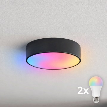 Brilagi - LED RGBW prigušiva plafonska svetiljka CLARE 2xE27/9W/230V 2700-6500K prečnik 30 cm Wi-Fi crna
