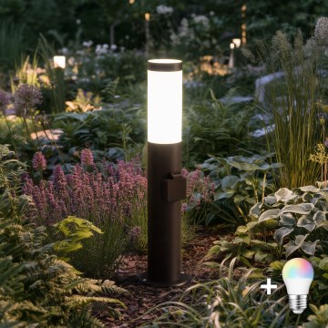 BRILAGI - LED RGBW prigušiva spoljašnja lampa sa utičnicom ELIA 1xE27/6,5W/230V 2700-6500K IP44 Wi-Fi 50 cm antracit