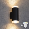 Brilagi - LED RGBW prigušiva spoljašnja zidna svetiljka MATERA 2xGU10/4,8W/230V 3000K IP54 crna + daljinsko upravljanje