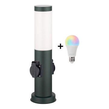 Brilagi - LED RGBW prigušiva spoljna lampa sa 2 utičnice 1xE27/15W/230V 2700-6500K IP44 40 cm antracit