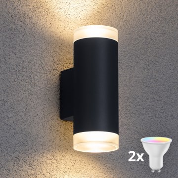 Brilagi - LED RGBW prigušiva spoljna zidna svetiljka MATERA 2xGU10/4,8W/230V 3000K IP54 antracit + daljinski upravljač