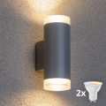 Brilagi - LED RGBW prigušiva spoljna zidna svetiljka MATERA 2xGU10/4,8W/230V 3000K IP54 siva + daljinski upravljač