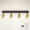 BRILAGI - LED RGBW prigušiva spot lampa SELE GOLDEN 4xGU10/4,8W/230V 3000K crna/zlatna + daljinski upravljač