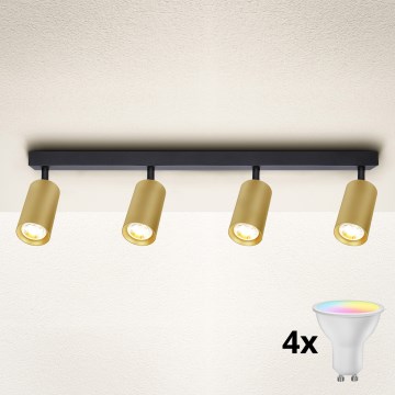 Brilagi - LED RGBW prigušiva spot lampa SELE GOLDEN 4xGU10/6W/230V 3000K crna/zlatna + daljinski upravljač