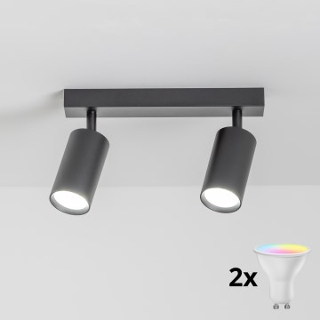 Brilagi - LED RGBW prigušiva spot svetiljka SELE 2xGU10/4,8W/230V 3000K crna + daljinski upravljač