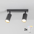 Brilagi - LED RGBW prigušiva spot svetiljka SELE 2xGU10/4,8W/230V 3000K crna/zlatna + daljinski upravljač
